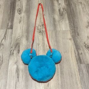 Disney Parks Blue Pink (Melon) Crossbody Plush Soft Bag NEW Mickey Mouse Ears